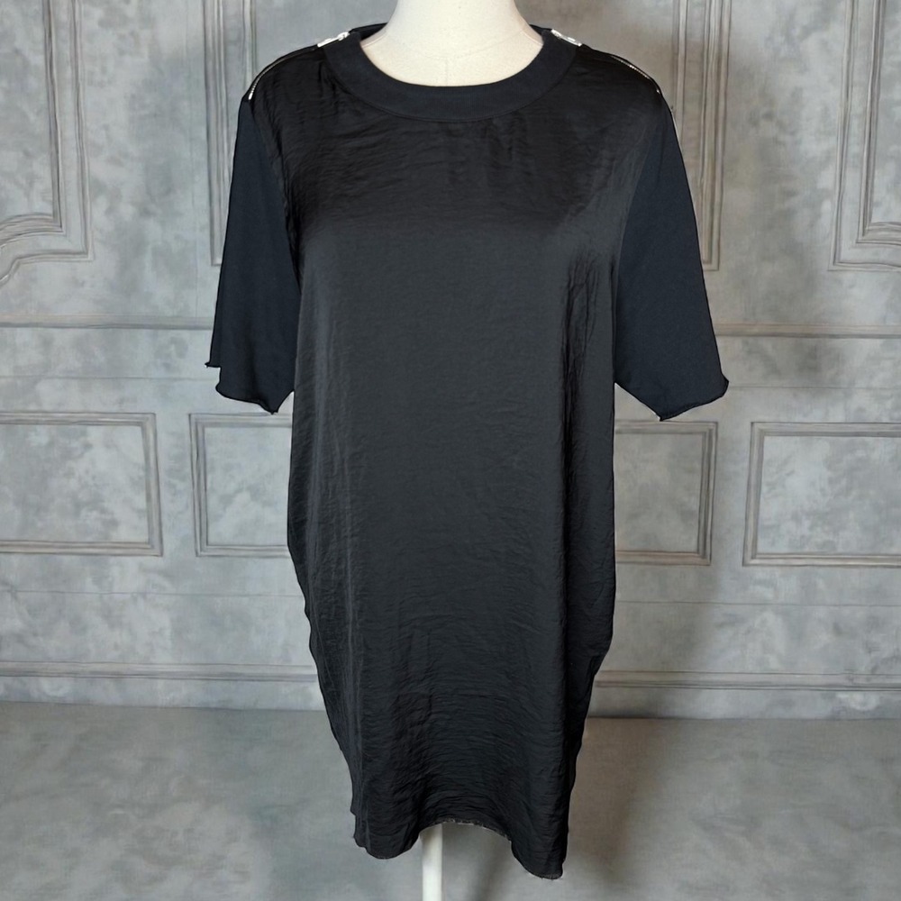 Avec‎ Les Filles T-Shirt Dress with Zip Shoulder Black Size Large